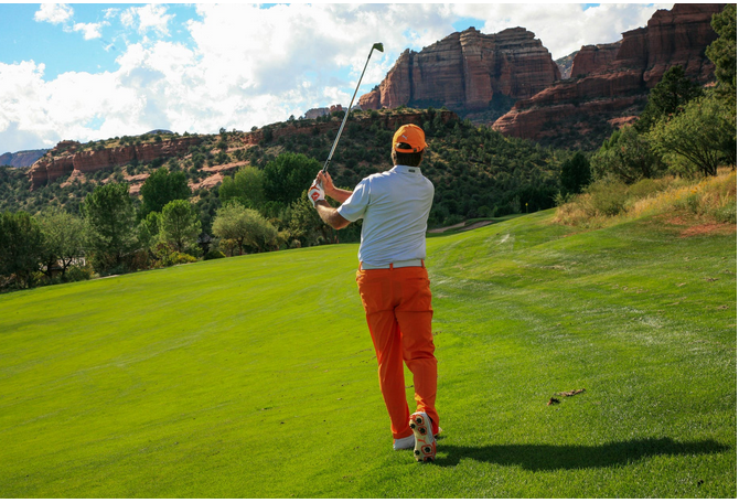 a man playing golf